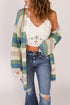 Full Size Striped Long Sleeve Openwork Cardigan STYLE SOURCE