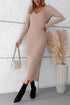 V-Neck Long Sleeve Ribbed Sweater Dress STYLE SOURCE