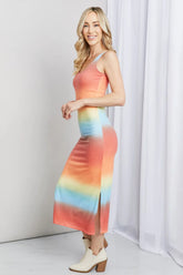 Zenana Gradient Sleeveless Slit Midi Dress STYLE SOURCE