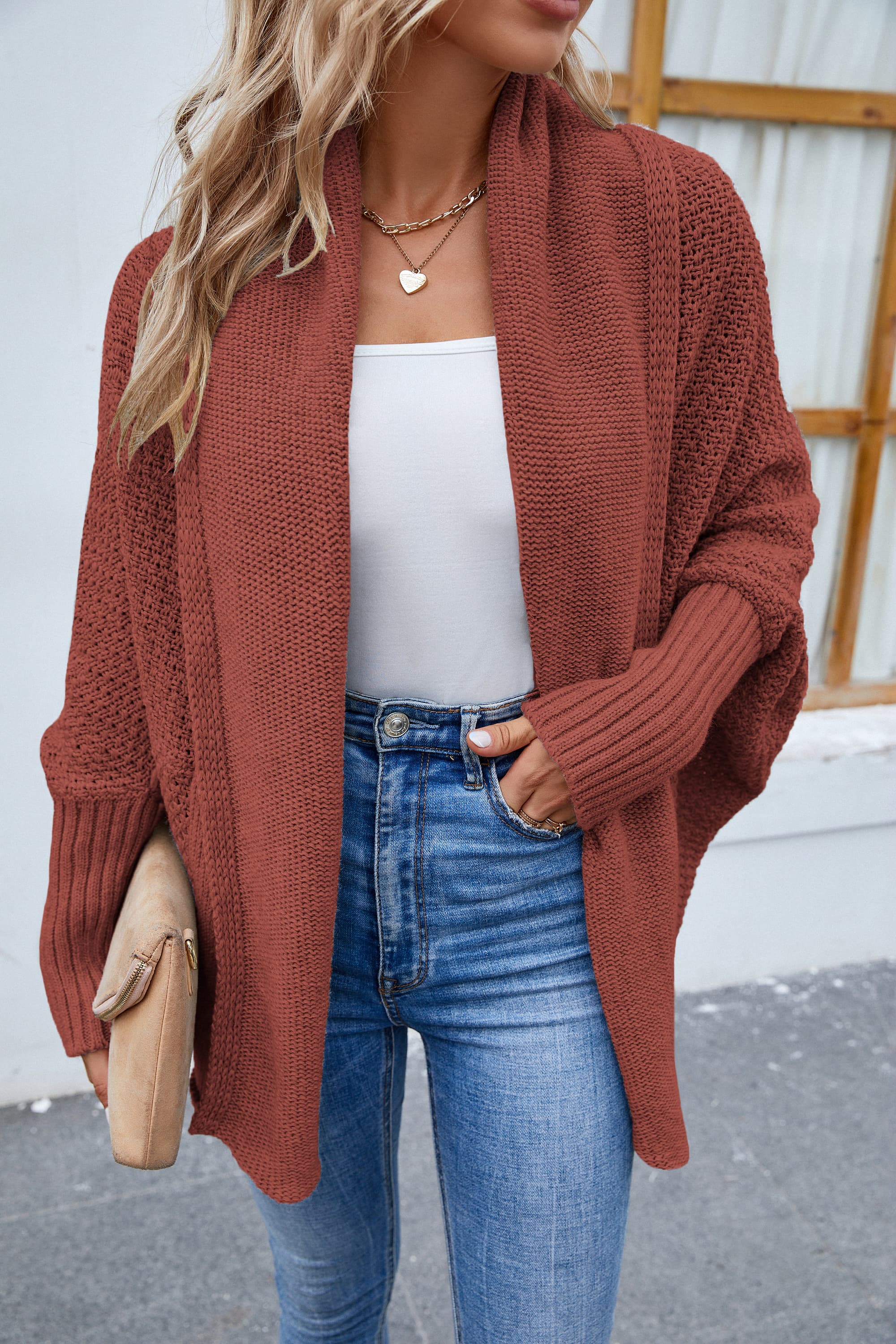 Open Front Long Sleeve Cardigan STYLE SOURCE