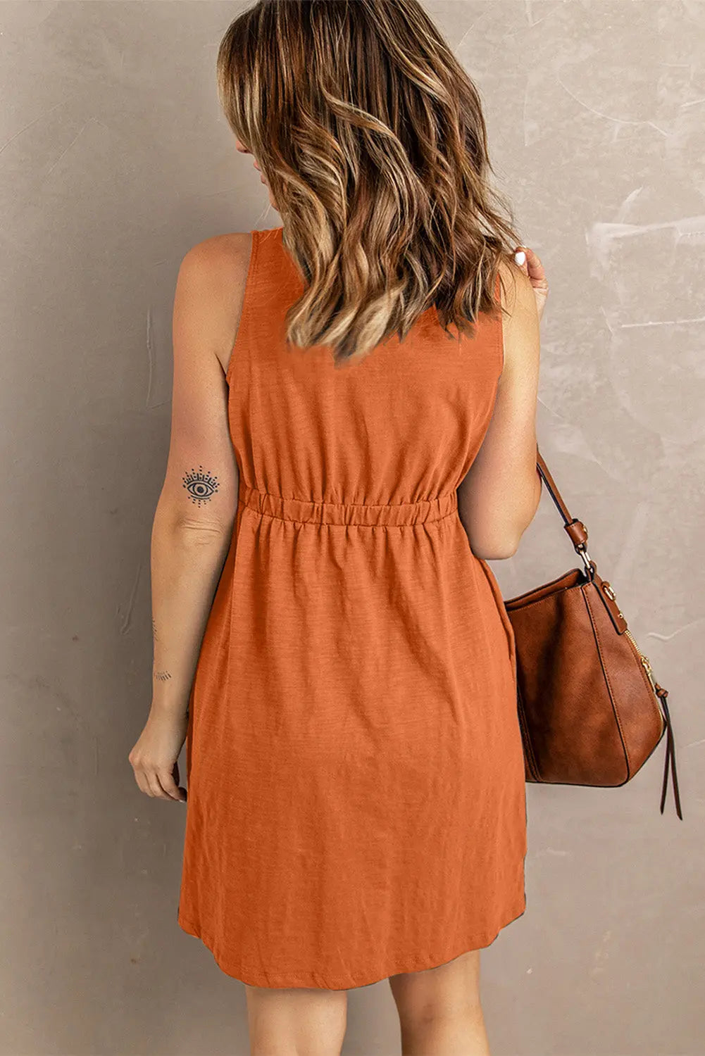 Sleeveless Button Down Mini Dress STYLE SOURCE