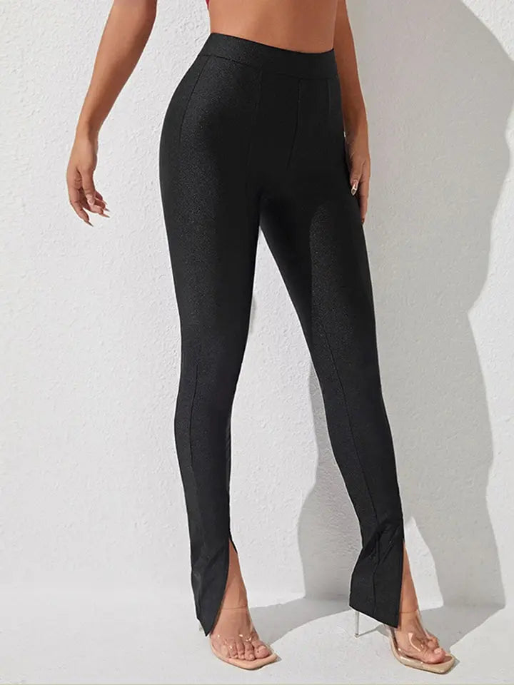 High Waist Slit Skinny Pants STYLE SOURCE