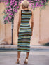 Striped Round Neck Sleeveless Midi Cover Up Dress STYLE SOURCE