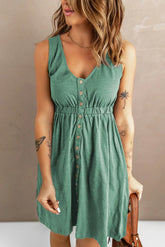 Sleeveless Button Down Mini Dress STYLE SOURCE