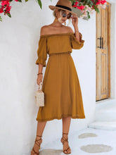 Frilled Off-Shoulder Flounce Sleeve Dress STYLE SOURCE