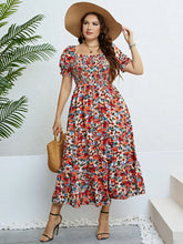 Plus Size Floral Smocked Square Neck Dress STYLE SOURCE