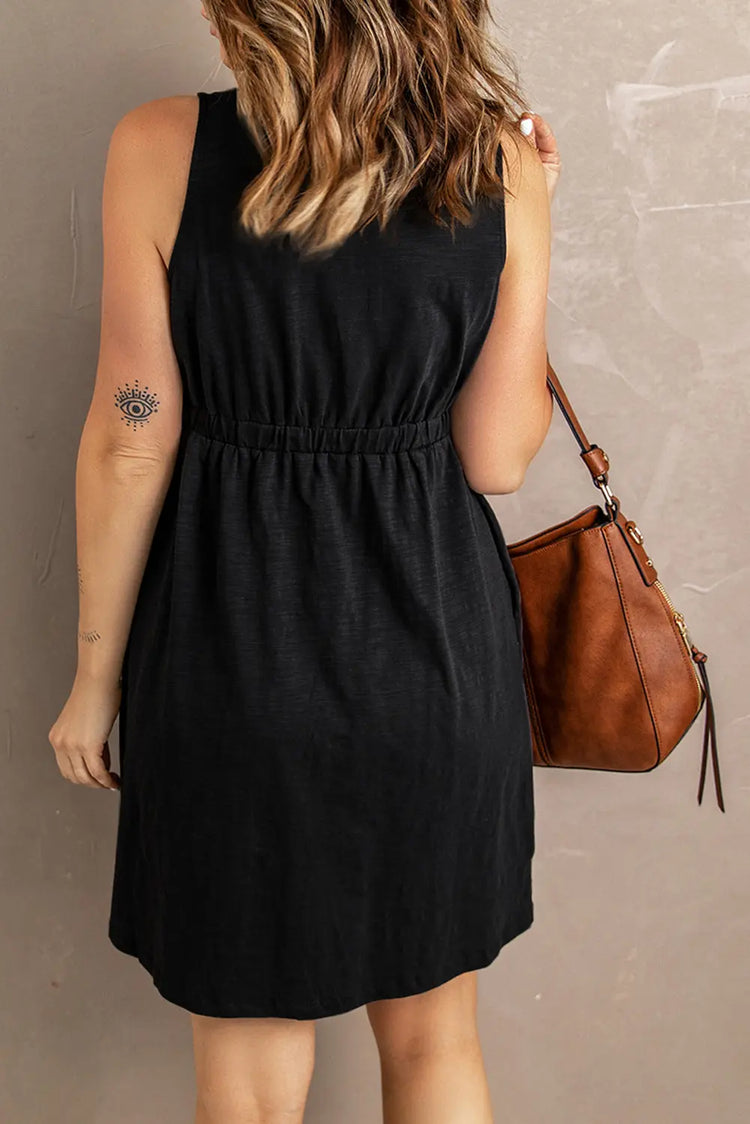 Sleeveless Button Down Mini Dress STYLE SOURCE