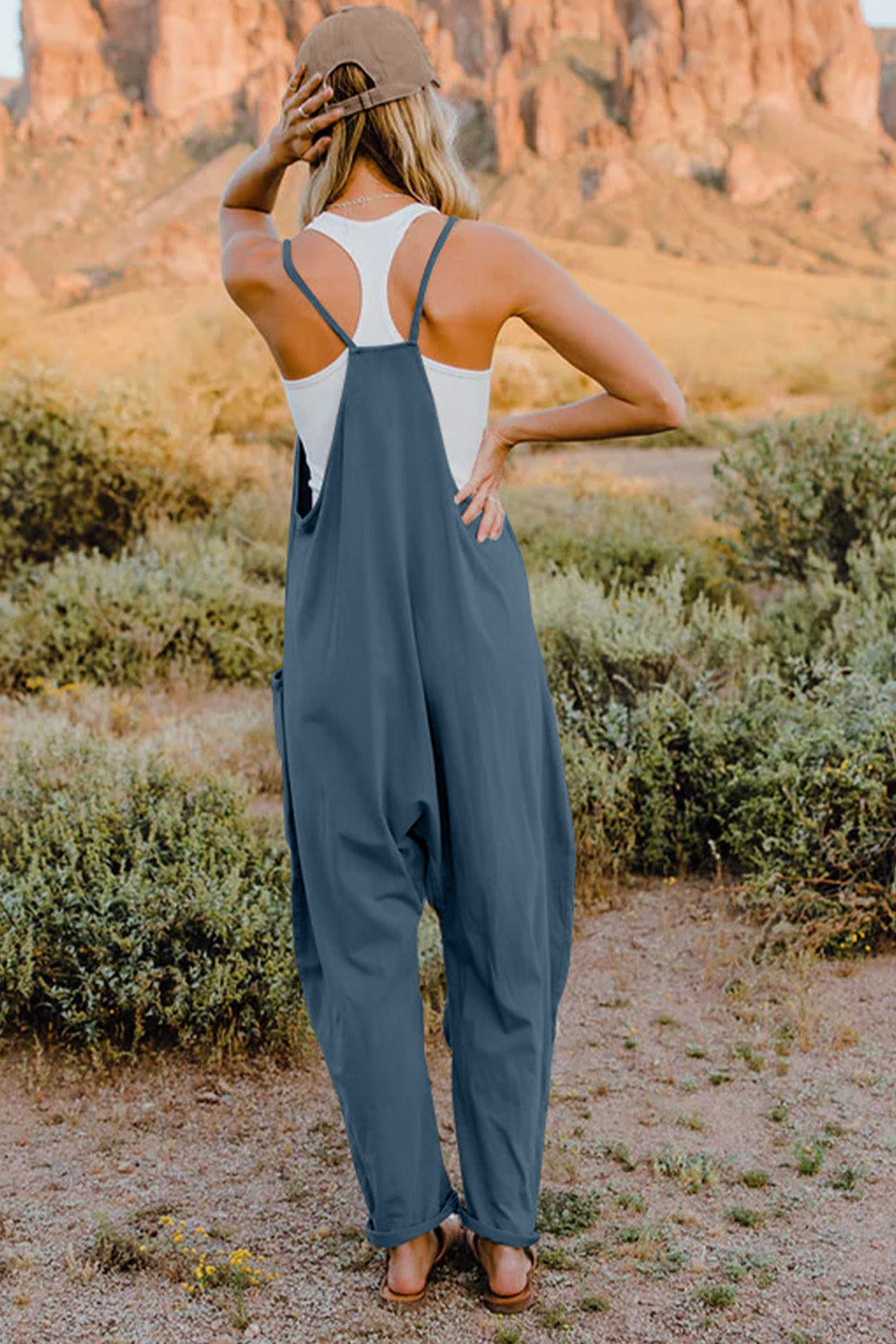 V-Neck Sleeveless Jumpsuit with Pocket STYLE SOURCE