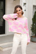 Round Neck Flower Pattern Dropped Shoulder Pullover Sweater STYLE SOURCE