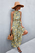 Printed Sleeveless Tie Waist Maxi Dress STYLE SOURCE