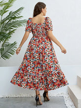 Plus Size Floral Smocked Square Neck Dress STYLE SOURCE
