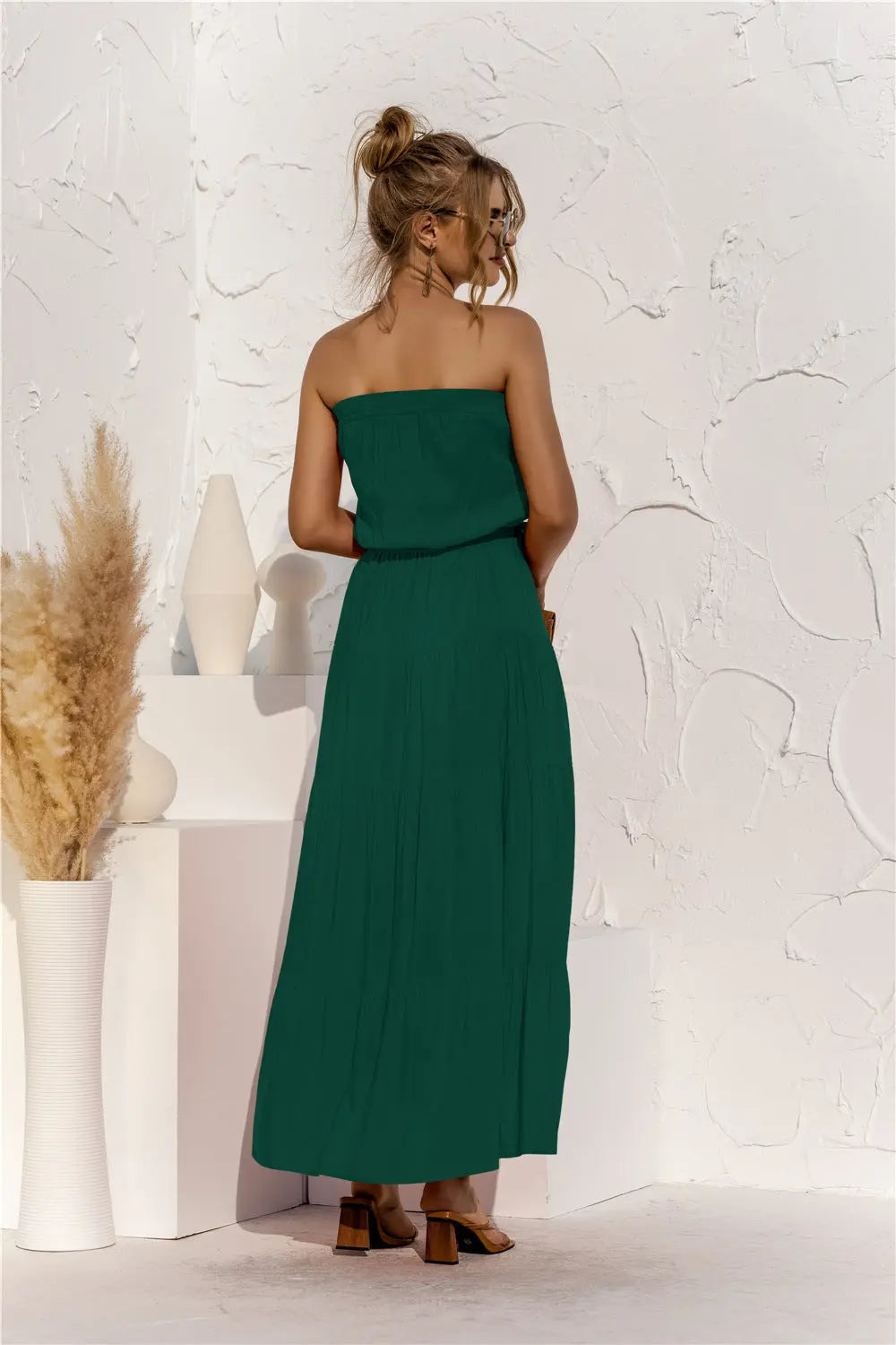 Strapless Tie Waist Tiered Maxi Dress STYLE SOURCE