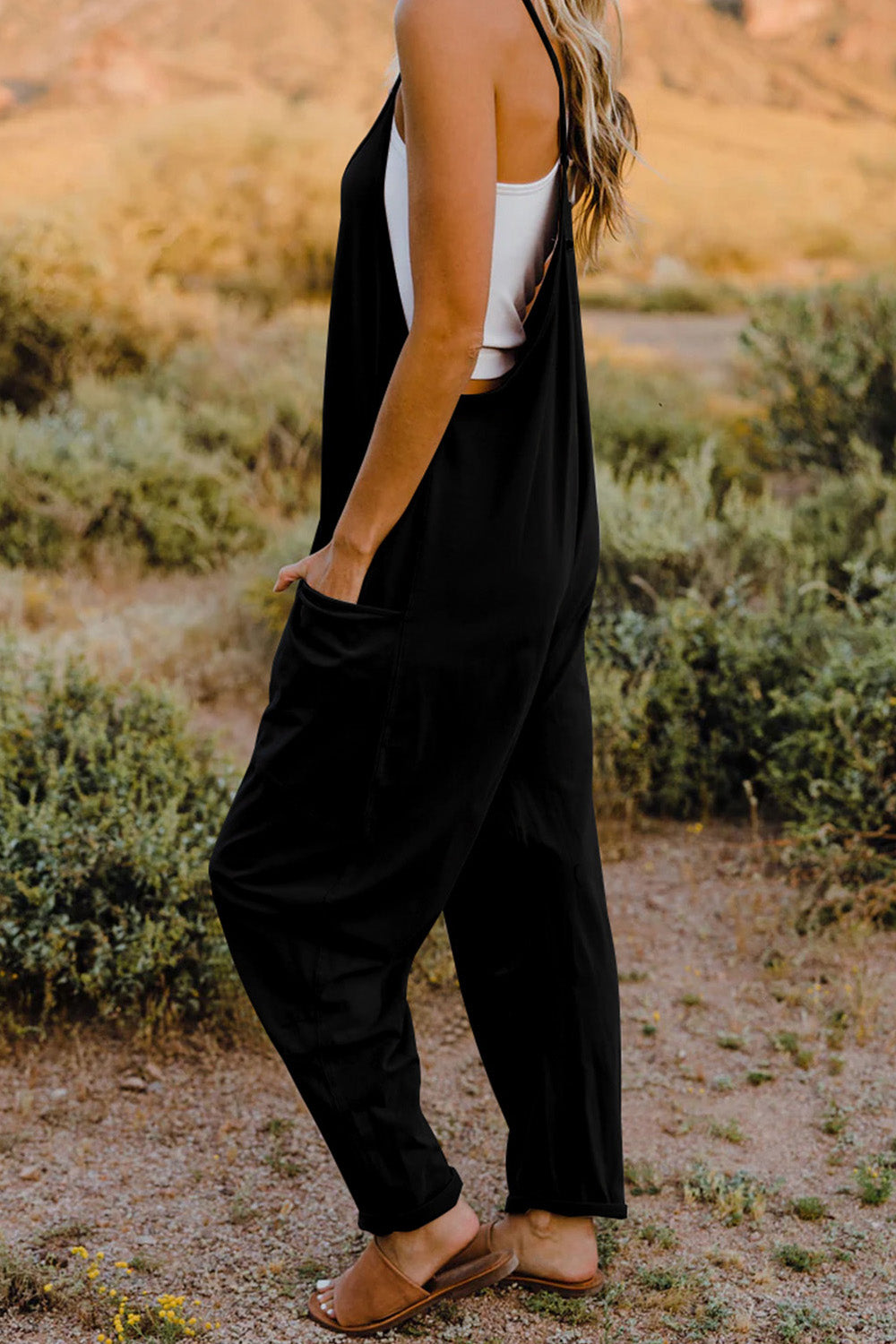 Double Take  V-Neck Sleeveless Jumpsuit with Pocket STYLE SOURCE