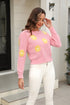 Flower Pattern Round Neck Long Sleeve Pullover Sweater STYLE SOURCE