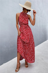 Printed Sleeveless Tie Waist Maxi Dress STYLE SOURCE