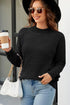 Waffle-Knit Round Neck Reglan Sleeve Sweater STYLE SOURCE