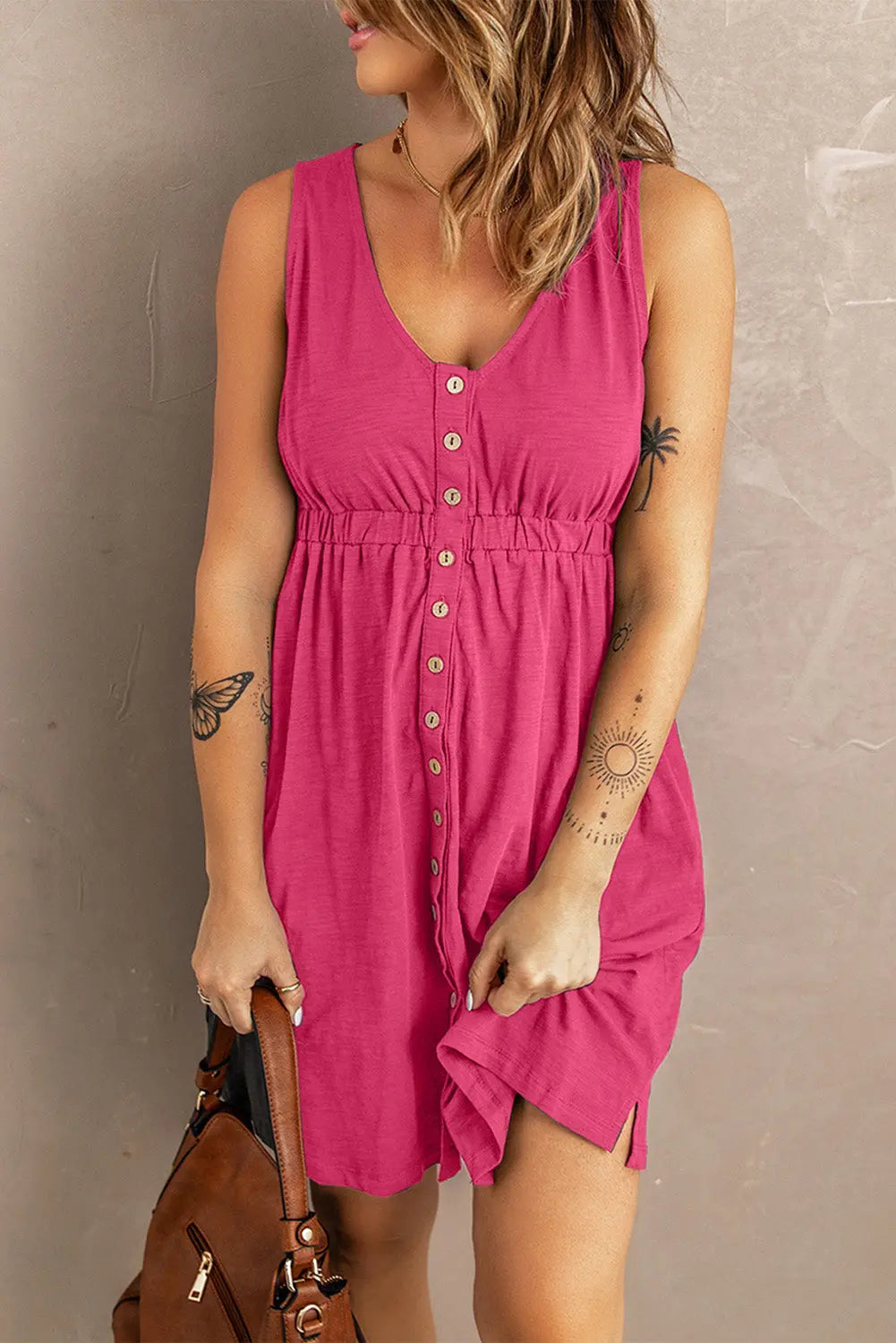 Sleeveless Button Down Mini Dress STYLE SOURCE