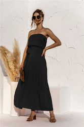 Strapless Tie Waist Tiered Maxi Dress STYLE SOURCE