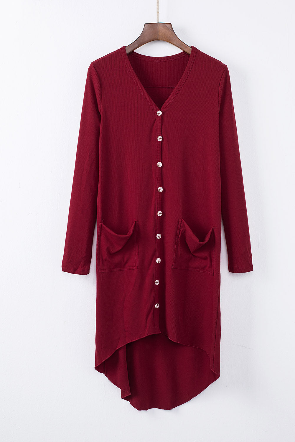 V-Neck Long Sleeve Cardigan with Pocket STYLE SOURCE