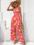 Floral Square Neck Cutout Tie Back Jumpsuit STYLE SOURCE