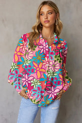 Printed Collared Neck Long Sleeve Shirt STYLE SOURCE