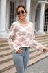 Round Neck Flower Pattern Dropped Shoulder Pullover Sweater STYLE SOURCE