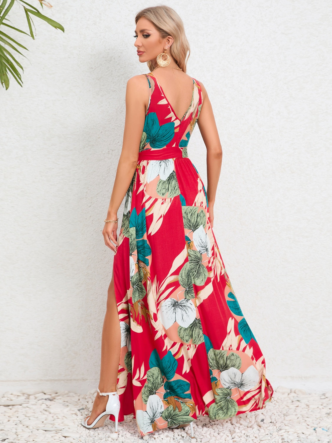 Slit Tied Printed Surplice Dress STYLE SOURCE