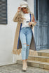 Double Take Geometric Fringe Hem Open Front Duster Cardigan STYLE SOURCE