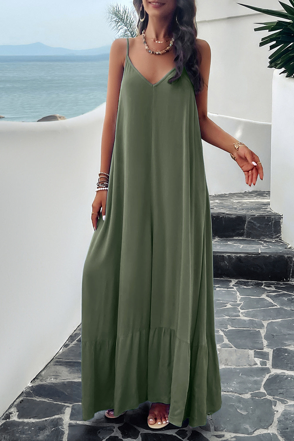 Backless Maxi Cami Dress with Pockets STYLE SOURCE