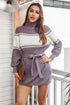 Contrast Tie Front Long Sleeve Sweater Dress STYLE SOURCE