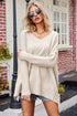 V-Neck Dropped Shoulder Ribbed Long Sleeve Sweater STYLE SOURCE