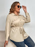 Melo Apparel Plus Size Tie Belt Long Sleeve Shirt STYLE SOURCE