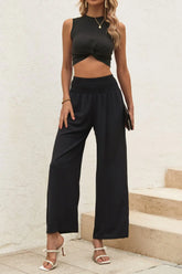 Twist Front Cropped Tank and Pants Set STYLE SOURCE