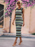 Striped Round Neck Sleeveless Midi Cover Up Dress STYLE SOURCE