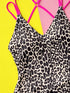 Leopard Plunge Spaghetti Strap One-Piece Swimwear STYLE SOURCE