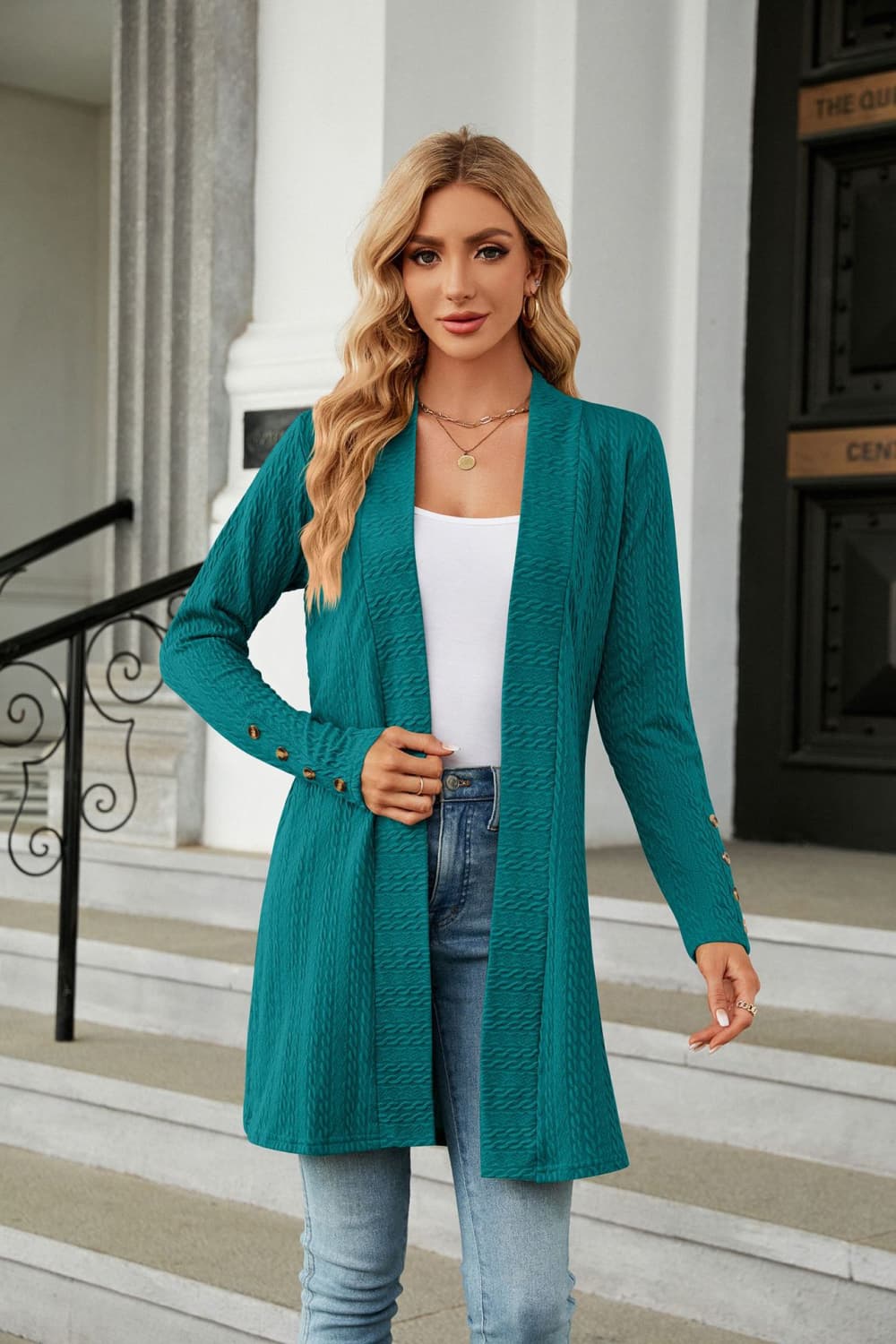 Long Sleeve Open Front Cardigan STYLE SOURCE