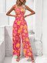 Floral Square Neck Cutout Tie Back Jumpsuit STYLE SOURCE