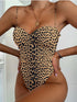 Ruched Leopard Spaghetti Strap One-Piece Swimwear STYLE SOURCE