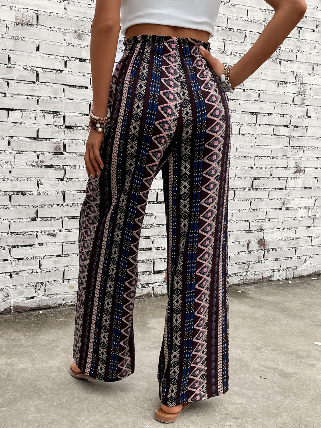 Printed High Waist Wide Leg Pants STYLE SOURCE