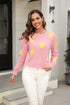 Flower Pattern Round Neck Long Sleeve Pullover Sweater STYLE SOURCE