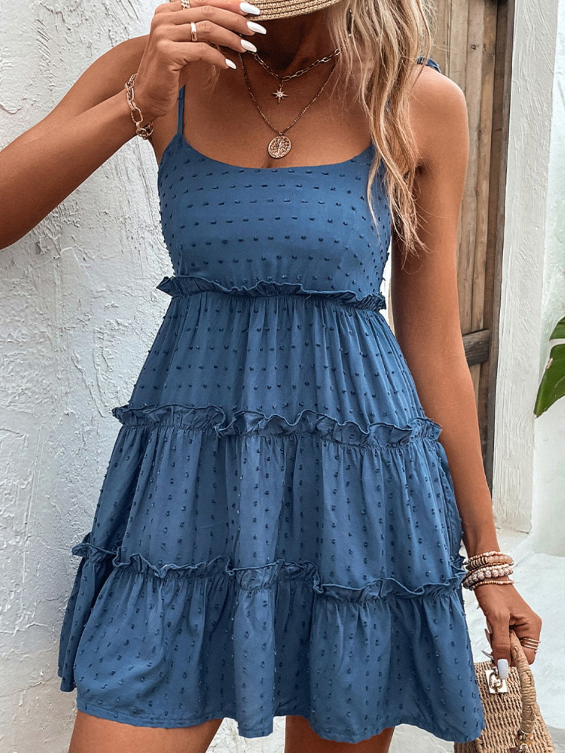 Frill Spaghetti Strap Tiered Dress STYLE SOURCE