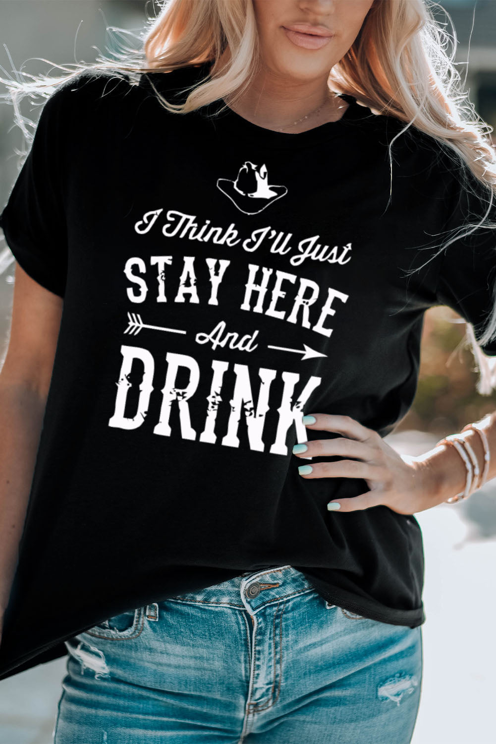 Slogan Graphic Cuffed T-Shirt STYLE SOURCE