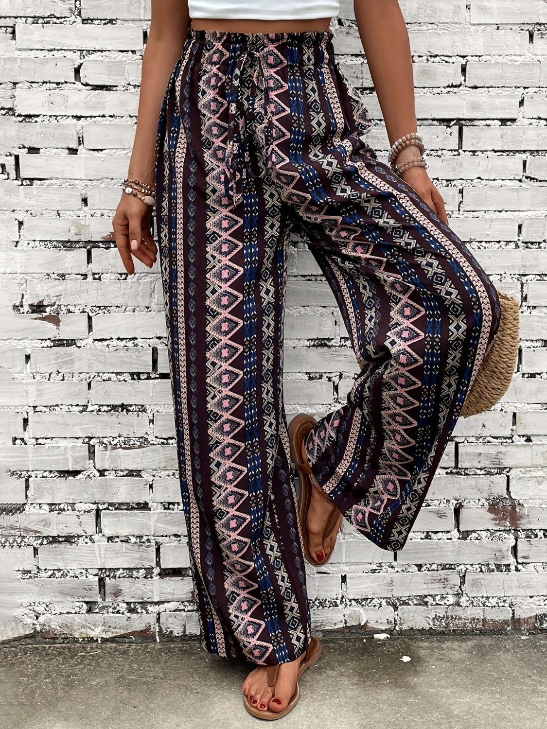 Printed High Waist Wide Leg Pants STYLE SOURCE