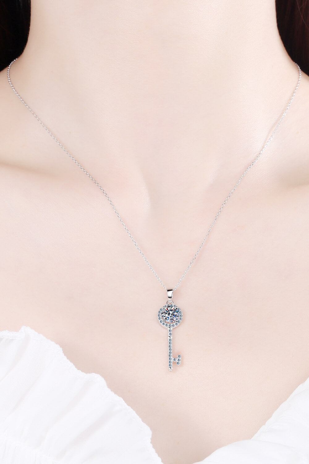 Moissanite Key Pendant Necklace STYLE SOURCE