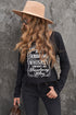 Letter Graphic Notched Long Sleeve T-Shirt STYLE SOURCE