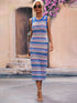 Striped Round Neck Sleeveless Midi Cover Up Dress STYLE SOURCE