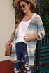 Full Size Striped Long Sleeve Openwork Cardigan STYLE SOURCE