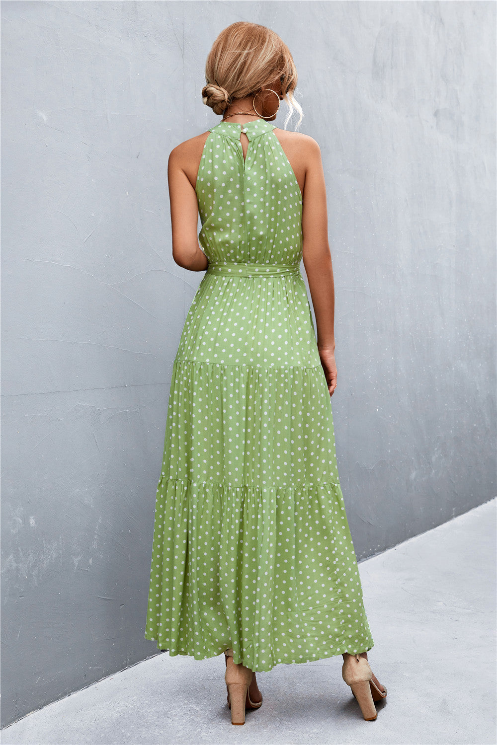 Printed Sleeveless Tie Waist Maxi Dress STYLE SOURCE