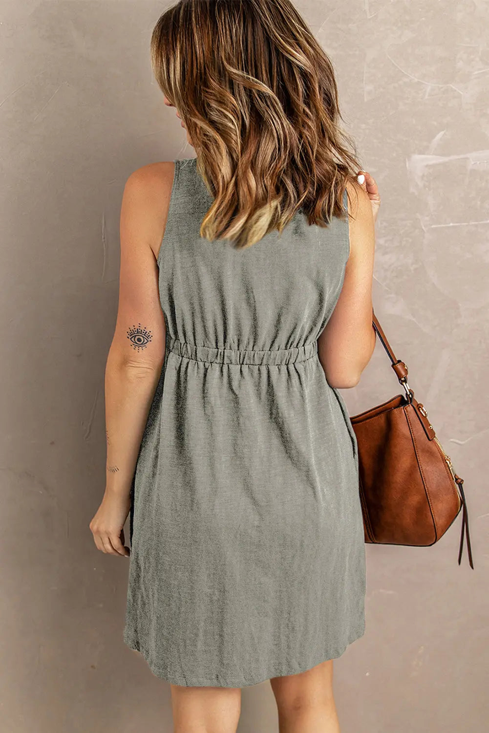 Sleeveless Button Down Mini Dress STYLE SOURCE