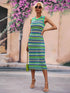 Striped Round Neck Sleeveless Midi Cover Up Dress STYLE SOURCE